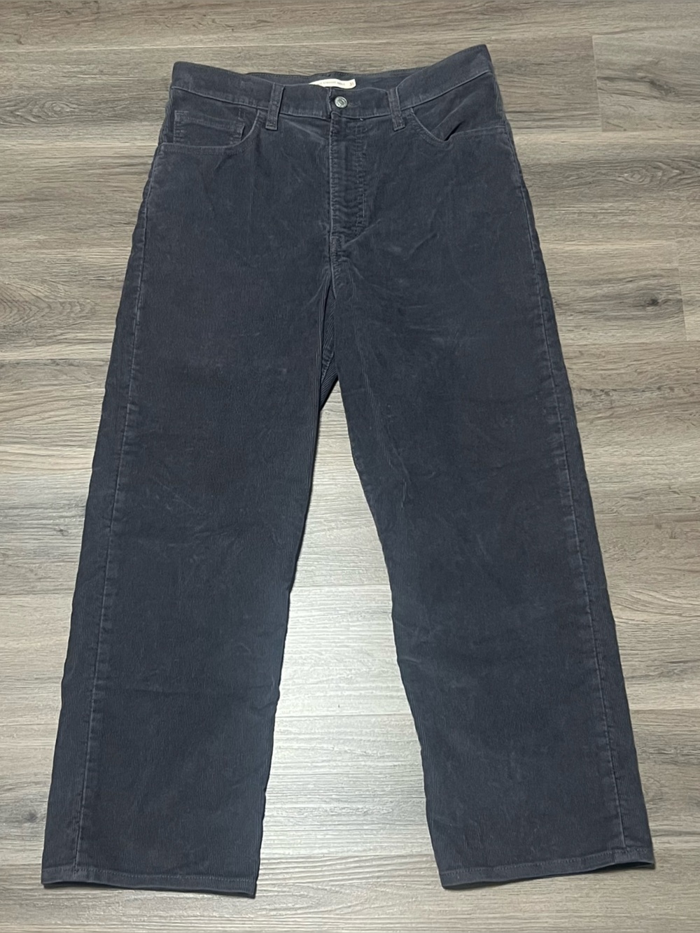 Levi's Women's 31x27 Ribcage Straight Ankle Corduroy Pants Gray High Rise Grunge